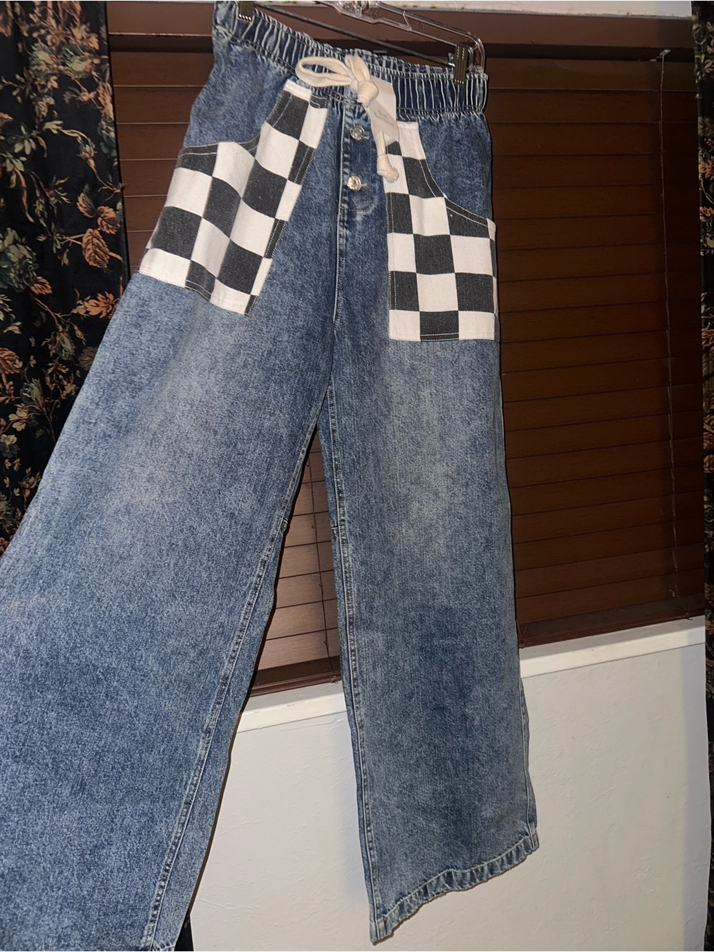 Checkerboard Pocket Blue Men's Jeans